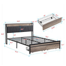 Modern Bed Frame With LED Lights, Upholstered Headboard, USB Charging by Unique Piece Furniture