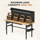 Adjustable Height Workbench, Includes Drawers, Power Outlet, LED Light, Wheels Or Leveling Feet - Black by HouseOfZazla