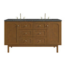 James Martin Laurent 60" Dual Mount Double Bathroom Vanity, Honey Oak