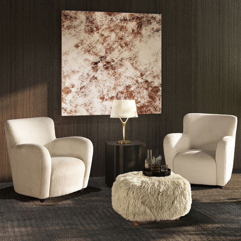 Enchante - New Zealand Sheepskin Rectangular Accent Ottoman - Taupe / Natural, photo 8 of 10