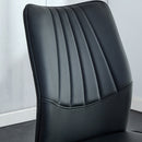 A modern minimalist rectangular dining table suitable for 6-8 people, a set of 6-piece PU leather backrest and gold metal legs modern dining chairs. F-OC