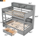 Twin Size Bunk Bed With Built-In Shelves Beside Both Upper And Down Bed And Storage Drawer by HouseOfZazla