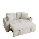 Modern 2 Seater Loveseat Sofa With Pull-Out Bed, Fabric, Built-In USB Ports & Cup Holders by Unique Piece Furniture