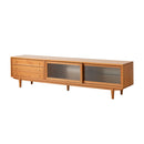 TV Cabinet With Chinese Changhong Glass Doors, Two Drawer Storage Space TV Standing - Cherry by Unique Piece Furniture
