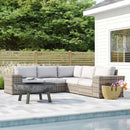 Wide Outdoor Wicker Patio Sectional With Cushions & Reversible Design - Gray by HouseOfZazla