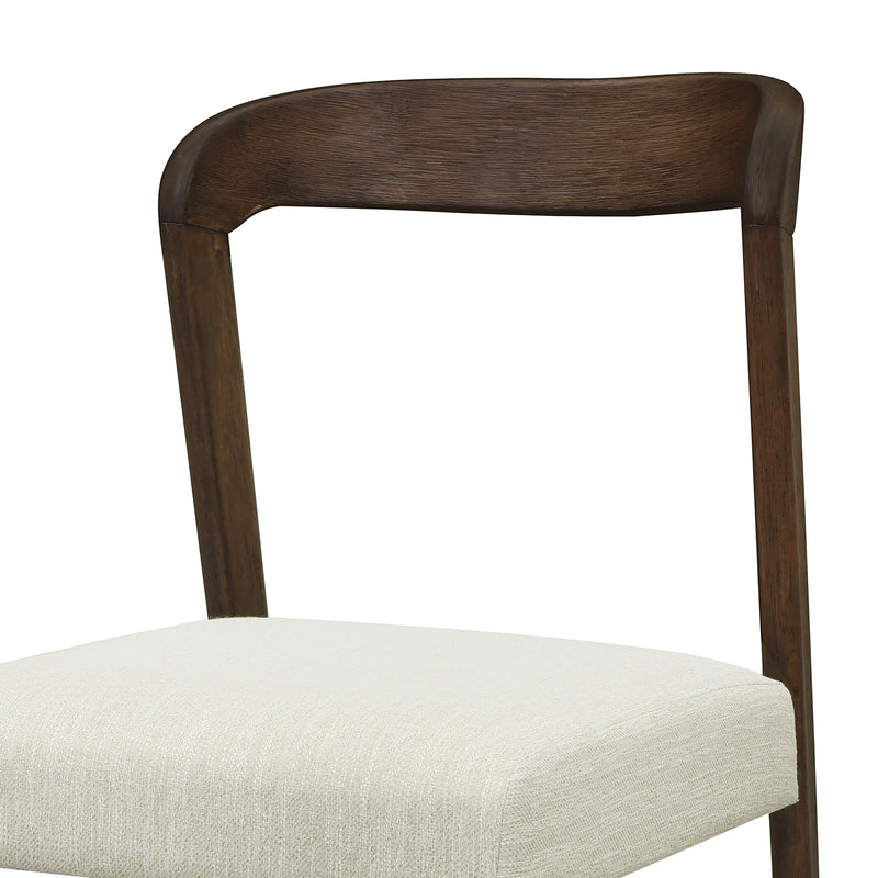 Solid Rubber Wood Dining Chairs (Walnut + Beige) Set of 2, photo 10 of 10