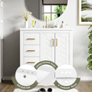 Ceramic Sink Combo, Freestanding Vanity Set With 3 Drawers & Soft Closing Doors by Unique Piece Furniture