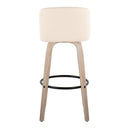 Toriano - Mid-Century Modern Fixed Height BarStool With Round Footrest (Set of 2)