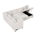U-Shaped Sectional Sofa Pull Out Sofa Bed With Two USB Ports, Two Power Sockets, Three Back Pillows And A Storage Chaise For Living Room by HouseOfZazla