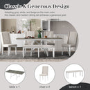 6-Piece Classic Dining Table Set, Rectangular Extendable Dining Table with two 12"W Removable Leaves and 4 Upholstered Chairs & 1 Bench for Dining Room (Brown+White)