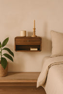 Solid Wood Curve Floating Nightstand