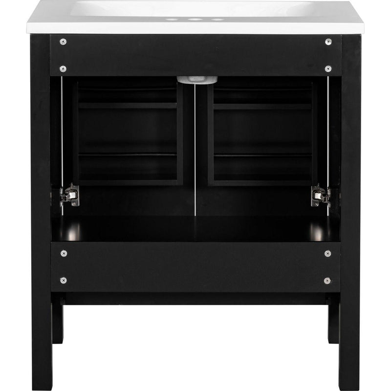30' Black Bathroom Vanity with Single Sink, Combo Cabinet Undermount Sink, Bathroom Storage Cabinet with 2 Doors and a Drawer, Soft Closing, Multifunctional Storage, Solid Wood Frame
