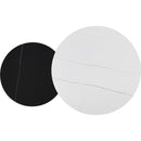 Modern Round Nesting Coffee Table Set 2-Piece Black & White Sintered Stone Top Gold Base in 23.6"&17.7"
