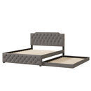 Upholstered Platform Bed With Trundle And 2 Sets Of USB Ports On Each Side, Fabric by Unique Piece Furniture