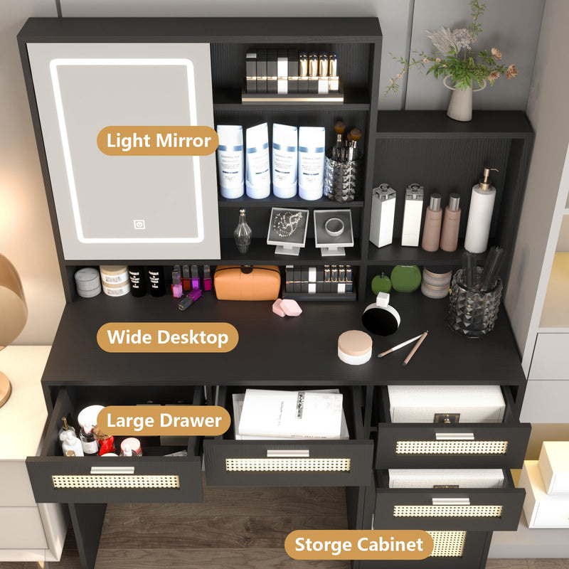 Walker Edison | Makeup Vanity with Lights & Storage