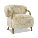 Becker - Rustic Oak Sheepskin Upholstered Accent Arm Chair - Taupe Beige by HouseOfZazla