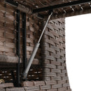 5 Pieces Outdoor Patio Furniture Set with Pet House Cool Bar and Retractable Side Tray, Rattan Wicker Patio Swivel Rocking Chairs Set of 2 with Ottomans for Backyard, Porch, Balcony, Beige