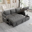 Convertible L Shaped Sofa Couch With Storage, Cup Holders, USB Ports by HouseOfZazla