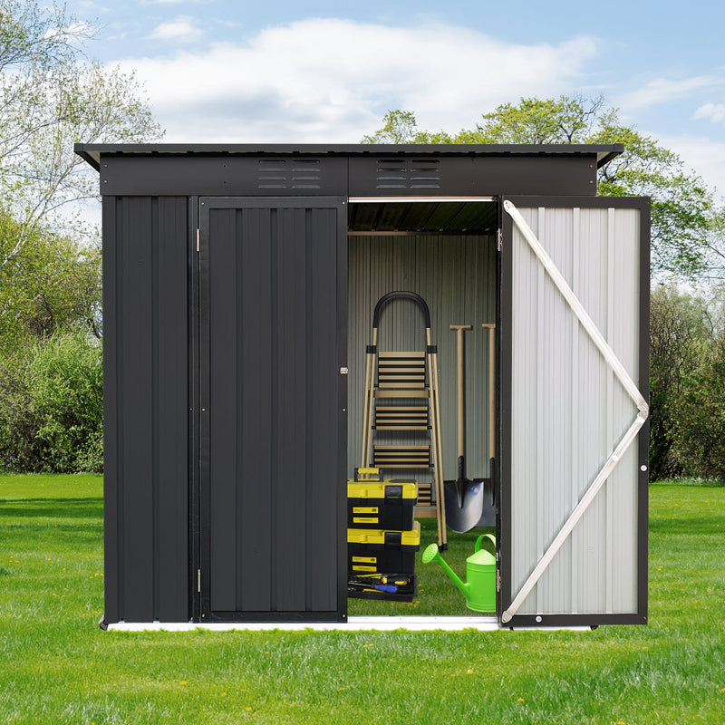Metal garden sheds 6ftx4ft outdoor storage sheds black without inner foundation(OLD SKU:W135027883)
