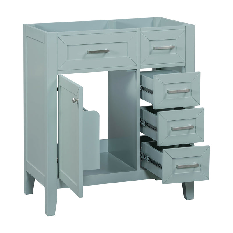 30" Bathroom Vanity without Sink, Cabinet Base Only, Bathroom Cabinet with Drawers, Solid Frame and MDF Board, Green