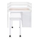 Loft Bed With Retractable Writing Desk And 4 Drawers, With Lateral Portable Desk And Shelves by HouseOfZazla