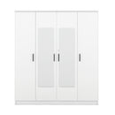4-Door Mirror Wardrobe with shelves, White