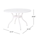 Tranquilius - Outdoor Round Dining Table With Lattice Tabletop, Umbrella Hole And Curved Legs