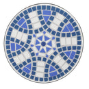 Outdoor Round Side Table With Mosaic Style Top And Curved Iron Legs - Blue / Matte Black by HouseOfZazla