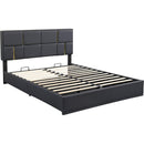 2-Pieces Bedroom Sets,Queen Size Upholstered Platform Bed with Hydraulic Storage System,Storage Ottoman with Metal Legs,Black