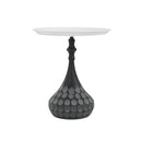 Accent Metal Coffee Table, Pedestal Table for Living Room, Hand-Hammered Texture, White+Black by HouseOfZazla