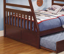 1pc Twin/Full Bunk Bed with Twin Trundle Dark Cherry Finish Wooden Bedroom Furniture