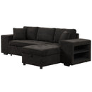 Modern L-Shape 3 Seat Reversible Sectional Couch, Pull Out Sleeper Sofa With Storage Chaise And 2 Stools For Living Room Furniture Set by HouseOfZazla
