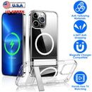 Magnetic Metal Kickstand Clear Case Shockproof Anti Yellowing Phone Cover Compatible with Magsafe Fit for IOS Phone 13 Pro Max