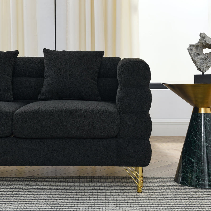 3-seater + 3-seater Combination sofa.BLACK teddy