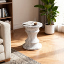 Geometric Round Outdoor End Table - Marble by HouseOfZazla