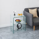 Tempered Clear Bent Glass Side Table Sofa Table, Multi Purpose Use, Premium Tempered Glass - Transparent by Unique Piece Furniture