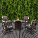 Aluminum 34-in Round Antique Copper Fire Table Set with Rocking Chairs