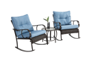 3 Pieces Patio Furniture Set Rocking Bistro Set Outdoor Rattan Conversation with Coffee Table for Garden Balcony Backyard Poolside