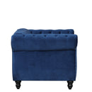 39" modern sofa Dutch plush upholstered sofa, solid wood legs, buttoned tufted backrest, Blue