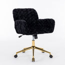 Office Chair, Artificial Rabbit Hair Home Office Chair With Metal Base, Adjustable Desk Chair Swivel Office Chair, Vanity Chair by Unique Piece Furniture