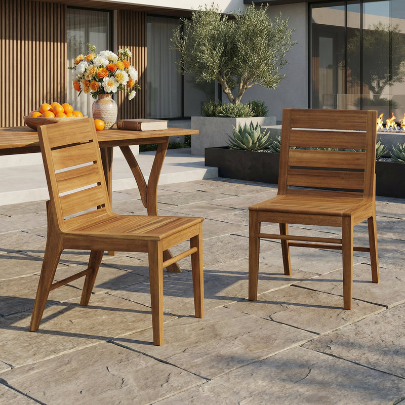 Outdoor Acacia Wood Dining Chair (Set of 2), photo 2 of 10