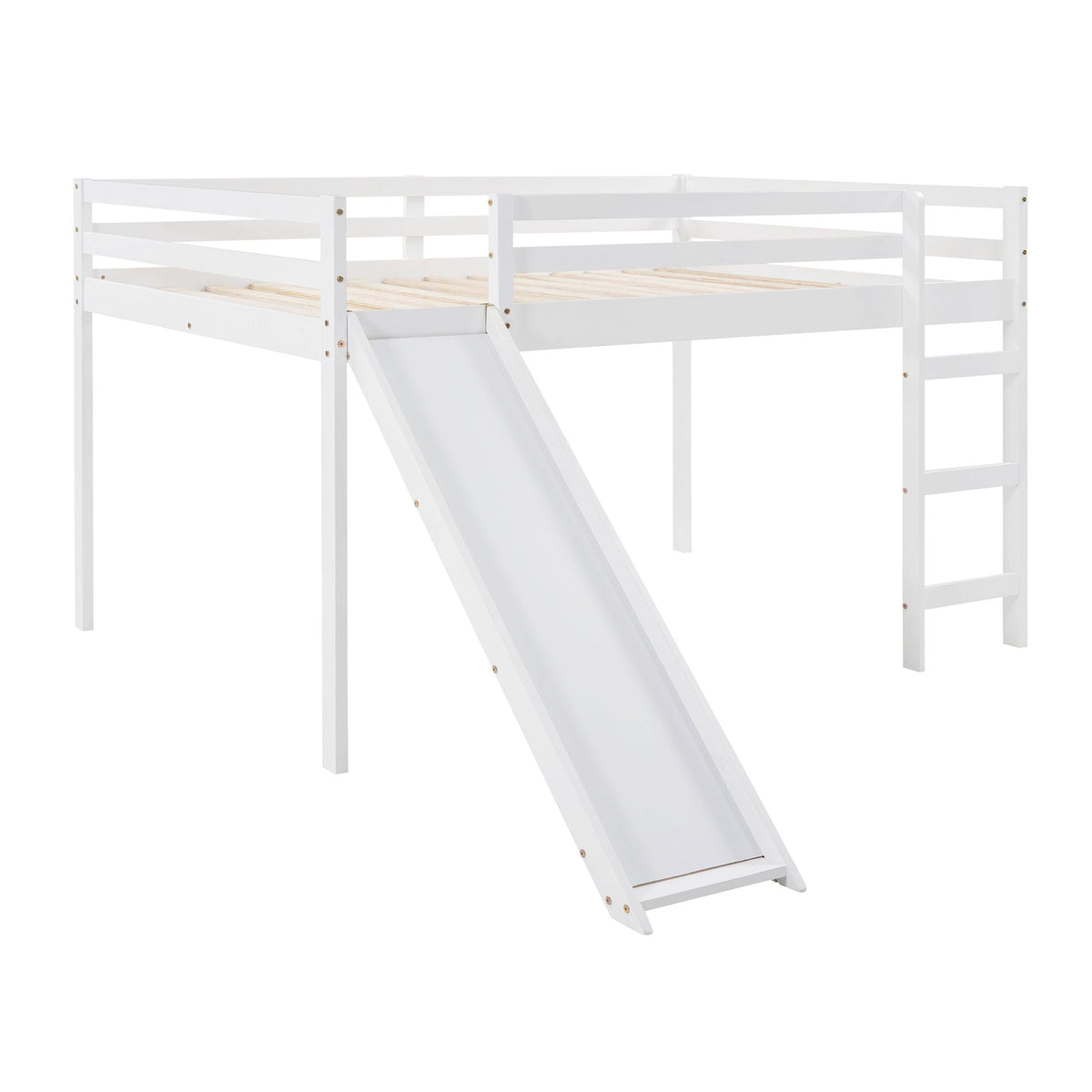 Full Loft Bed With Slide, Multifunctional Design - White, photo 7 of 14