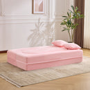 71-Inch Folding Sofa Bed in Pink Chenille with High-Density Foam