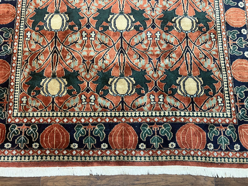 Indo Persian Bidjar Rug 8x10, Red and Black, Handmade Vintage Wool Carpet