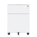 2 Drawer Mobile File Cabinet with Lock Steel File Cabinet for Legal/Letter/A4/F4 Size, Fully Assembled Include Wheels, Home/ Office Design, White