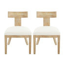 Contemporary Fabric Upholstered Side Dining Chairs Set With Curved Back