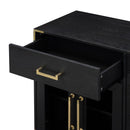 6-drawer and 2-Cabinet Retro Sideboard with Extra Large Storage Space, with Gold Handles and Solid Wood Legs, for Kitchen and Living Room (Black)