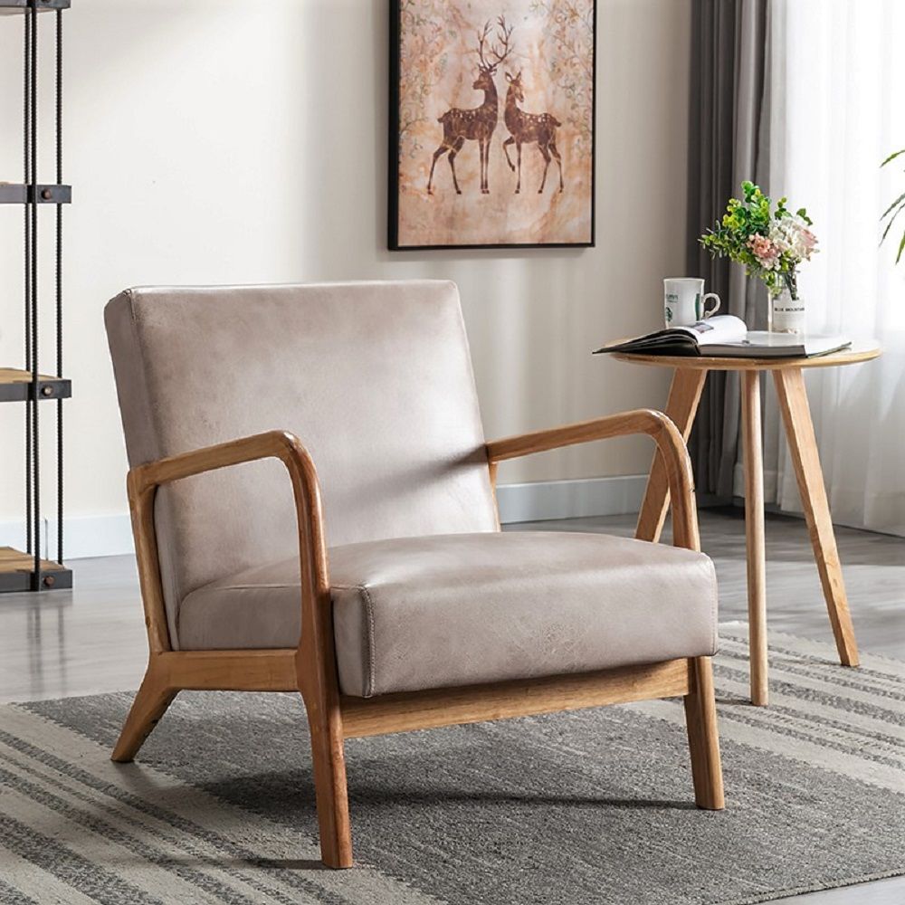 Classic Mid-Century Modern Accent Chairs, Open Framed Armchair With Cushioning, photo 5 of 40