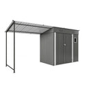 Lean To Shed With Open Sided Pergola, Outdoor Storage Shed & Attached Hardtop Gazebo Combo - Gray by HouseOfZazla
