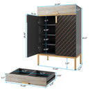4 Tier Entryway Shoe Cabinet With Doors - Gray / Gold by HouseOfZazla